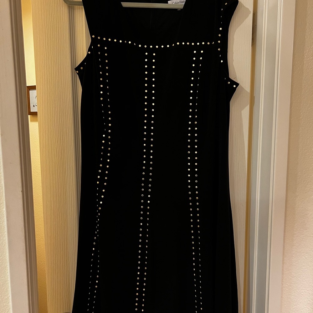 Calvin Klein Black Dress with Gold Studs